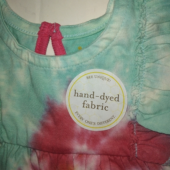 ★NWT★BURT'S BEES BABY★Magenta Maple Summer Swirl Organic Cotton 2 pc Tie-dye Set - Picture 5 of 12